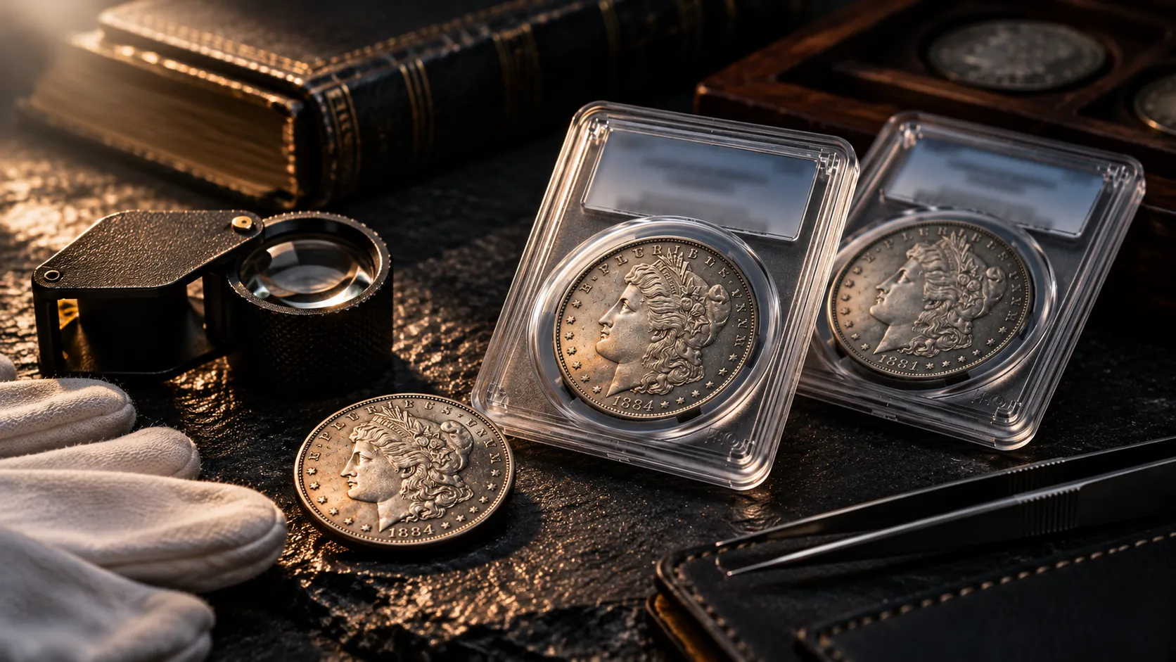 Illustrative editorial coin artwork, not the actual eBay item: Walking Liberty half dollars