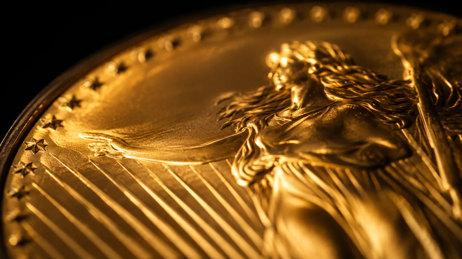 Gold coin surface in warm macro light